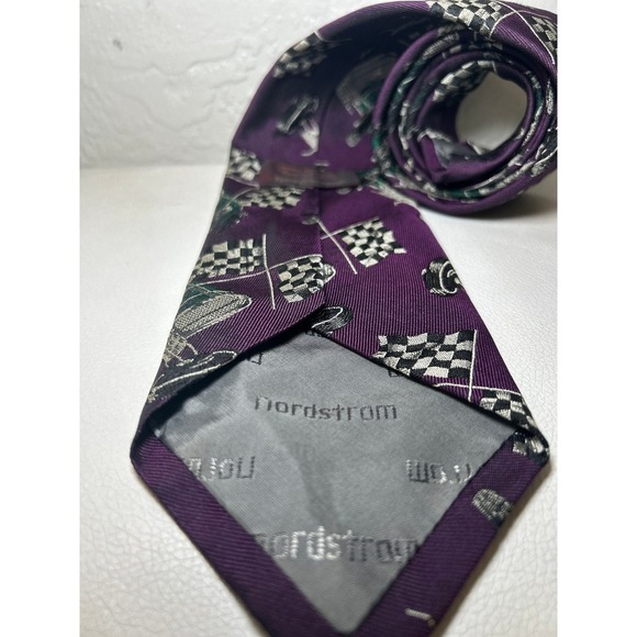 Vintage ROBERT TALBOT Mens Silk‎ Tie Checker Flag Race Car Automotive Necktie 4" - Picture 2 of 5